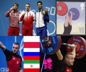 yapboz Podyum Halter Erkekler 85 kg, Adrian Frantsevich (Polonya), fitness Aujadov (Rusya) ve (Iran) - Londra 2012 - Kianoush Rostami